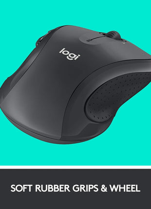 Logitech M510 Full Size Ambidextrous 2.4 GHz Wireless Mouse | 2.4 GHz USB-A Nano Receiver, tilt-to-scroll function, 2-year battery life, Windows Mac Linux compatible, certified for Chrome