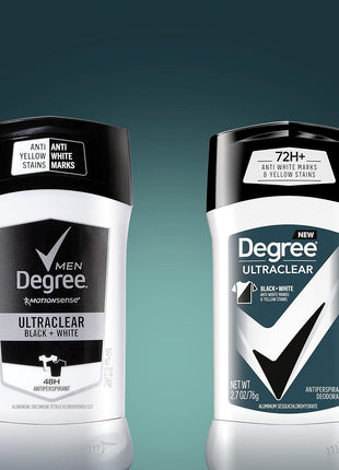 Degree Men UltraClear Antiperspirant Deodorant Black+White 2 Count 72-Hour Sweat & Odor Protection Antiperspirant For Men With MotionSense Technology 2.7 oz