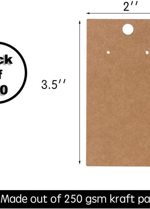 400 Pack Earring Cards - Earring Display Cards - Hanging Earrings - Bulk Cards - 2 x 3.5 Inches - Brown (Pack of 400)