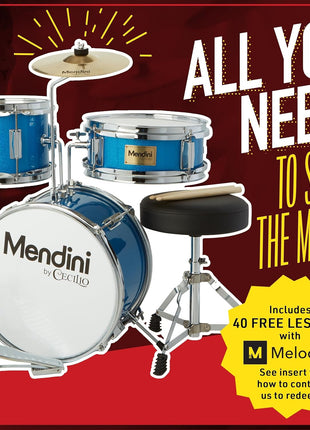 Mendini By Cecilio 13 Inch Drum Set, 3-Piece Junior Drum Set - Sky Blue | Drum Set for Beginners with Bass, Tom, Snare Drum,Cymbal, Drumsticks, Adjustable Padded Seat