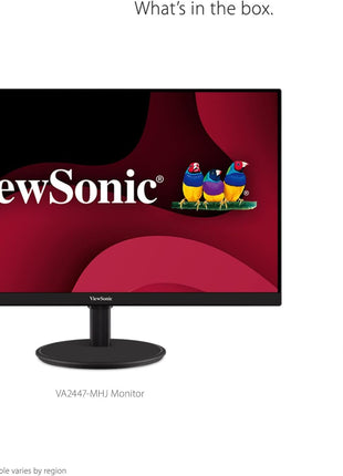 ViewSonic VA2447-MHJ 24 Inch Full HD 1080p Monitor with Advanced Ergonomics, FreeSync, 100Hz, Ultra-Thin Bezel, Eye Care, HDMI, VGA Inputs for Home and Office