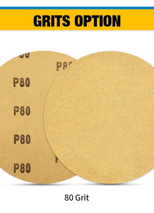 S SATC 100 PCS PSA Sanding Discs 6 Inch Adhesive Backed Sandpaper 80 Grit Sander Attachment for Drill Self Stick Aluminum Oxide Round Automotive Sandpaper with Sticky Back