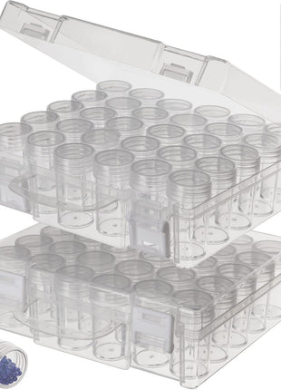30 Slots Diamond Painting Storage Containers, Bead Organizer, Diamond Containers Diamond Painting Boxes Diamond Embroidery Box Storage Containers 30 Grids Storage Box for Beads Rhinestones (2 Pack)
