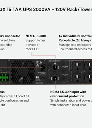 Vertiv Liebert GXT5 TAA UPS - 3000VA/2700W 120V Online 2U Rack/Tower UPS (GXT5-3000LVRT2UXLTAA)