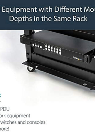 StarTech.com Server Rack Depth Extender - 1U - 4in / 10 cm - TAA Compliant - Recessed Rack Adapter - Rack Mount Adapter Kit - Network Rack Extender (RDA1U)