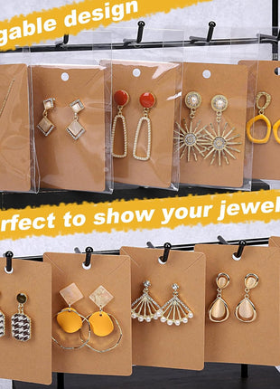 Works Great Earring Display Cards - Well-made 3.5 x 2.4 Inches Earring Cards with Good Paper Quality, Plus Clear Packaging Bags That Don't Tear Easily, for Earrings Necklace Jewelry Cards