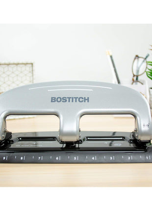 Bostitch Office EZ Squeeze 3-Hole Punch, 20 Sheet Capacity, Reduced Effort, No Jam Technology , Silver