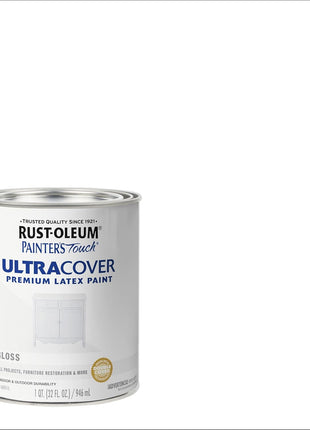 Rust-Oleum Painter's Touch Latex Brush-On Paint, Semi-Gloss White | Interior/Exterior Durability, Multi Surface (Metal, Wood and More), Fast Dry, Chip and Fade Resistant, Quart