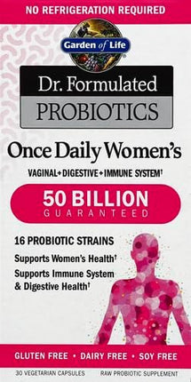 Garden of Life Once Daily Dr.Formulated Probiotics for Women 50 Billion CFU 16 Probiotic Strains with Organic for Digestive,Vaginal & Immune Health,Dairy Free,Shelf Stable 30 Capsules (Pack of 6)