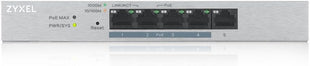 Zyxel 5-Port PoE Switch | Web Managed Gigabit Network Ethernet Splitter | 5X GbE Ports (4X PoE+ with 68W Budget) | QoS, Link Aggregation, VLAN, IGMP Snooping | Fanless | Desktop | GS1200-5HPv3