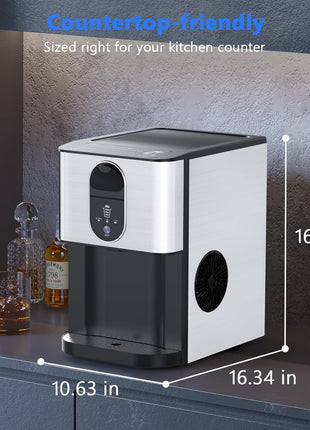Nugget Ice Makers Countertop, Self-Dispensing Pellet Ice Maker, 44Lbs/24H, Portable Pebble Ice Maker Machine with Self-Cleaning, Soft Chewable Ice Makers for Home Kitchen Office, Silver