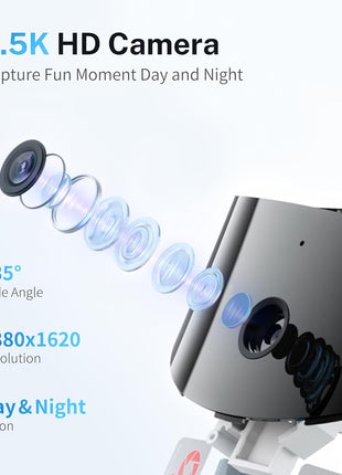 Enabot EBO ROLA PetPal Mobile 2.5K Pet Camera Robot with Treat Dispenser | Whole-Home Mobility, Two-Way Talk, Night Vision, Auto-Recharge, Interchangeable Modular Design