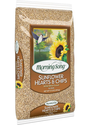 Morning Song Sunflower Hearts & Chips Wild Bird Food, No Mess Sunflower Seeds for Birds, 5.5-Pound Bag | No Mess Sunflower Seeds for Birds