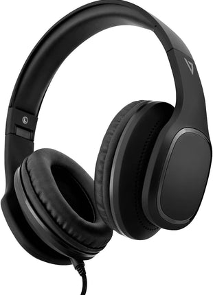 V7 HA701-3NP Over-Ear Headphones with Microphone and Volume Control, Foldable, Call Answering for Cellphones, Tablets, Smartphones, Laptop Computer, PC, Black