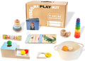 WOODMAM Montessori Toys for Babies 7-12 Months, 9 in 1 Educational Wooden Toys Set, Includes Object Permanent Box, Stacking Cups, Mirror Puzzle, Ring Stacker and More