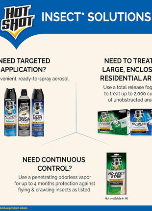 Hot Shot No-Mess! Fogger With Odor Neutralizer 3 Count-1.2 Ounce Cans, Kills Hidden Bugs, No Need To Turn Off Pilot Lights