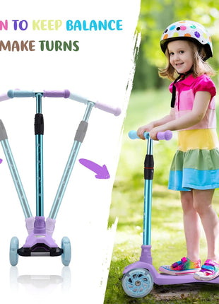 3 Wheel Scooter for Kids Ages 6-12,Kids Scooter with Light Up Wheels, Sturdy Deck Design, and 4 Height Adjustable Suitable for Kid Ages 3-12