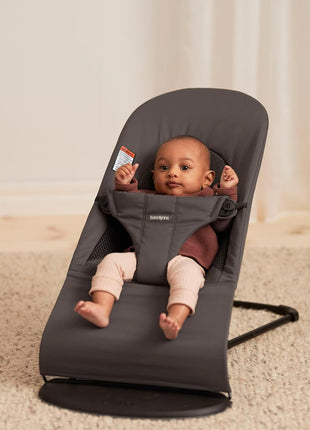 BabyBjörn Bouncer Balance Soft, Dark Gray, Woven/Jersey, Tri-Fabric | 2-in-1 Adjustable Baby Bouncer Seat and Toddler Chair, Newborn to Toddler (8-29 lbs), 4 Positions, Lightweight & Portable