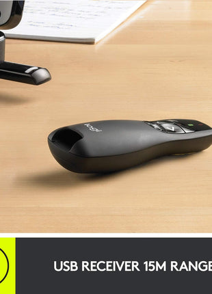 Logitech Wireless Presenter R400, PowerPoint Clicker with Laser Pointer, Wireless Presentation Clicker Remote