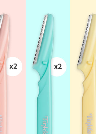 Tinkle Dermaplaning Tool 6ct, Dermaplane Razor for Women, Safe and Easy Peach Fuzz Remover, Eyebrow Trimmer with Protective Cover, Stocking Stuffers