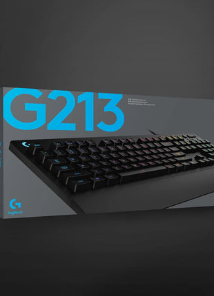 Logitech G213 Prodigy Gaming Keyboard - Wired RGB Backlit Keyboard with Mech-Dome Keys, Palm Rest, Adjustable Feet, Media Controls, USB, Compatible with Windows ??Black