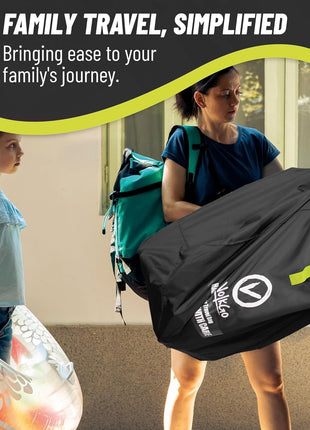V VOLKGO Super Extra Large Stroller Bag for Airplane with Padded Backpack Shoulder Straps, Double Stroller Cover for Air Travel, Jogger & Carrier - Fits All, Gate Check Bag, Waterproof Travel Cover.