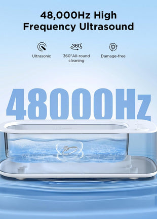 Ultrasonic Jewelry Cleaner Machine: 48KHz Ultra Sonic Cleaner for Jewelry,Eyeglass,Rings,Watch Band,Dentures,with Dual Cleaning Modes,350ML 304 Stainless Steel Tank,Gift for Wife,Mom,Daughter