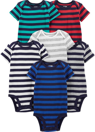 Simple Joys by Carter's Baby Boys' 6-Pack Short-Sleeve Bodysuits, Bear/Construction/Rhino/Stripe, 18 Months