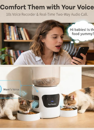 Automatic Cat Feeder with Camera, 5.2L Smart Food Dispenser for Cat & Dog | 1080P HD Video with Night Vision, 2.4G/5G WiFi Pet Feeder, 2-Way Audio & Meal Call Pet Food Dispenser, Motion Capturing