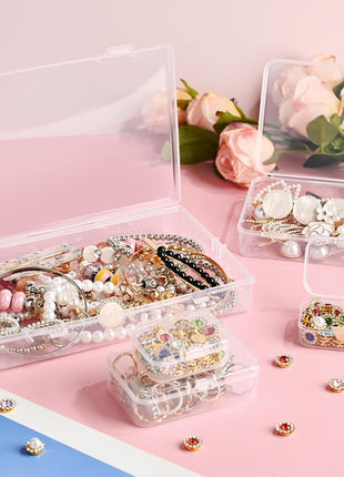 24 Pack Mixed Sizes Small Plastic Storage Containers, Mini Rectangular Small Items Organizer Boxes with Hinged Lids and Labels for Craft Jewelry Beads