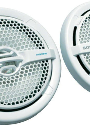 Sony Marine Audio Speakers Stereo Marine Use Certified with 6.5 Inch Dual Cone Design for Boats, Pools, and Other Outdoor Audio Systems, White