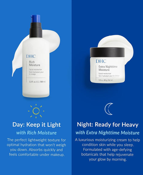 DHC Hydrating Day & Night Set, featuring Rich Moisture, 3.3 fl. oz. and Extra Nighttime Moisture, 1.5 oz. Net wt.