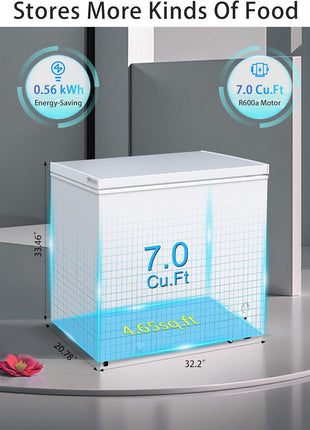 Compact Chest Freezer, 5.0 Cu Ft Deep Freezer with Removable Storage Basket, Mini Freezer with 7 Temperature Levels Thermostat, Black Top Open Door Freezer Ideal for Home, Kitchen & Office