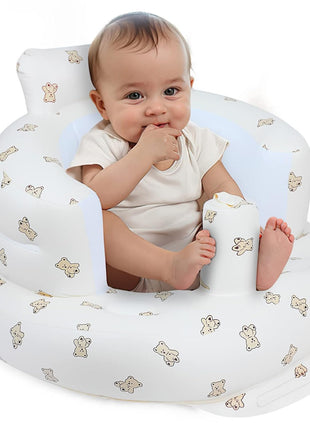 EKEPE Inflatable Baby Seat for Babies 3 Months & Up, Baby Floor Seats for Sitting Up, Baby Seats for Infants, Blow Up Baby Chair with Built in Air Pump - Bear