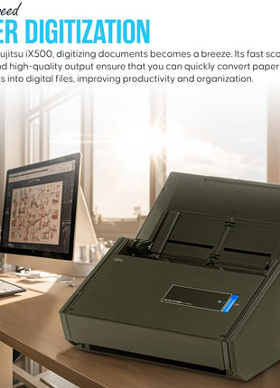 IX500 Fujitsu ScanSnap Duplex Document & Receipt Scanner, Mac/PC, USB 3.0 | High-Speed Duplex Scanning, 16V Power, Wireless & Cloud-Enabled, Sharp Results, User-Friendly Interface, Photos & Documents