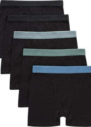 Hanes Ultimate Boys' Originals SuperSoft Boxer Brief Underwear, Viscose from Bamboo Fabric, Black, 5-Pack