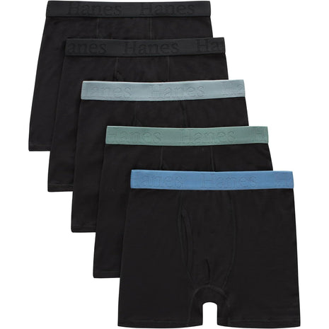 Hanes Ultimate Boys' Originals SuperSoft Boxer Brief Underwear, Viscose from Bamboo Fabric, Black, 5-Pack