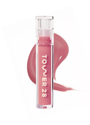 Tower 28 ShineOn Lip Gloss Jelly - Hydrating Tinted Lip Balm + Milky Gloss for Sensitive Lips - Non-Sticky + High-Shine Jelly Formula with Nourishing Oil Blend - Pistachio - Nude Pink (0.13)