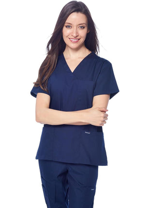 Dagacci Medical Uniform Womens and Mens Scrub Set Unisex Medical Scrub Shirt Top and Pant, Navy, Medium