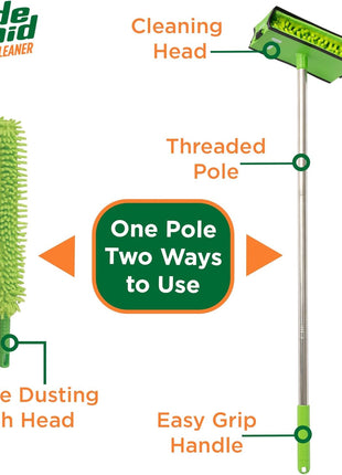 Blade Maid Ceiling Fan Blade Cleaner & Duster | Extendable Pole for High Ceilings, Moldings, Blinds, Walls & Cars, Corner Cleaning Tool, with Reusable Microfiber Pads | Size 3 feet (Pack of 1)