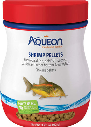Aqueon Shrimp Pellets Sinking Food for Tropical Fish, Goldfish, Loaches, Catfish and Other Bottom Feeding Fish, 6.5 Ounces