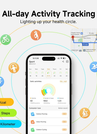 Smart Bracelet, Subscription-Free 24/7 Health Tracking, Heart Rate, SpO2, HRV & Sleep Tracker with IPX8 Waterproof, Wearable Activity & Fitness Tracker, 7-Day Battery, 2 Bands