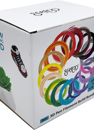 SCRIB3D Pen Filament Refills, 20 Colors, 320 Feet, 1.75mm PLA, Works with SCRIB3D, PIKA3D, MYNT3D and Most Other 3D Printing Pens
