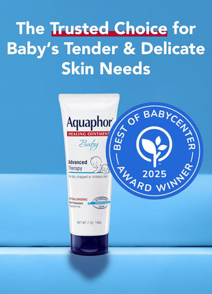 Aquaphor Baby Healing Ointment Advanced Therapy Skin Protectant, Dry Skin and Diaper Rash Ointment, 7 Oz Tube