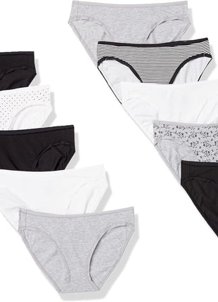 Amazon Essentials Women's Breathable Cotton Bikini Brief Underwear with Full Coverage, Multipacks