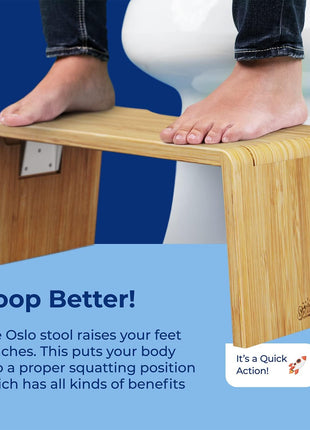 Squatty Potty Oslo Folding Bamboo Toilet Stool – 7 Inches, Collapsible Bathroom Stool for Kids and Adults – Brown, Portable and Space-Saving