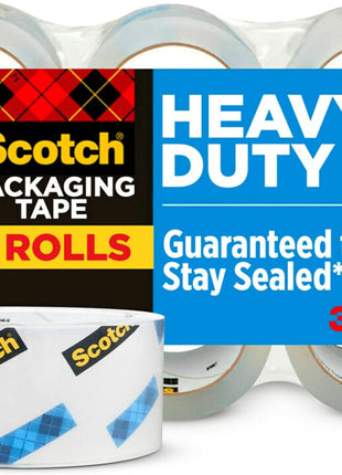 Scotch Heavy Duty Shipping Packing Tape, Clear, Shipping and Packaging Supplies, 1.88 in. x 54.6 yd., 6 Tape Rolls