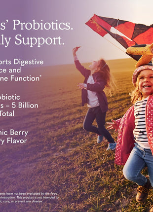 Garden of Life Dr. Formulated Probiotics Organic Kids+ plus Vitamin C & D - Berry Cherry - Gluten, Dairy & Soy Free Immune & Digestive Health Supplement, No Added Sugar, 30 Chewables (Shelf Stable)
