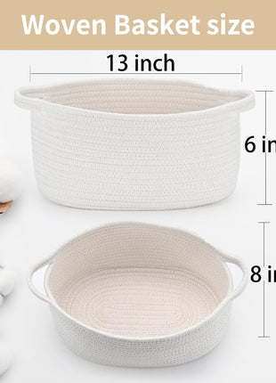 Happyiren Cute Woven Storage Basket with Handle, Baskets for Gifts Empty, Gift Baskets for Birthday Baby Shower Raffle Burr Fundraiser, Decorative Organizer Box for Baby Toy Pet, 13 inch D x 8 inch W x 6 inch H