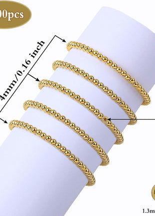 DECYOOL 1200Pcs 4mm Smooth Round Beads Gold Spacer Loose Ball Beads for Bracelet Jewelry Making Craft